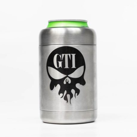 Koozie Stainless Steel Black Logo Front With Can